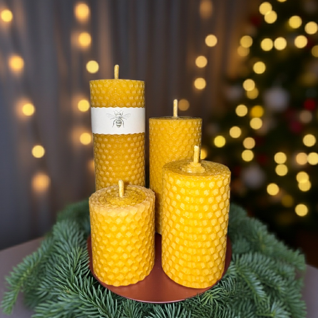 Sada přírodních adventních svíček z včelího vosku – 4 ks